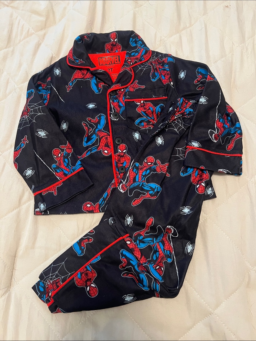 Marvel Spider-Man Black, Red & Blue Kids Pajama Set